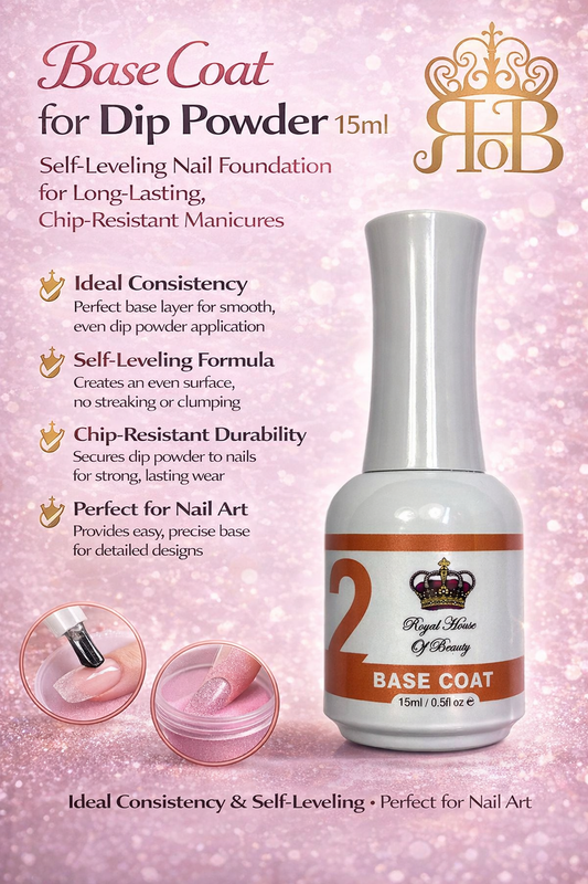 Base Coat For Dip Powder 15ml - Self-Leveling Nail Foundation for Long-Lasting, Chip-Resistant Manicures - Ideal Consistency & Self Leveling - Perfect for Nail Art