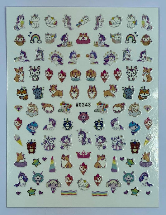 Pets and Rainbows Nail Stickers