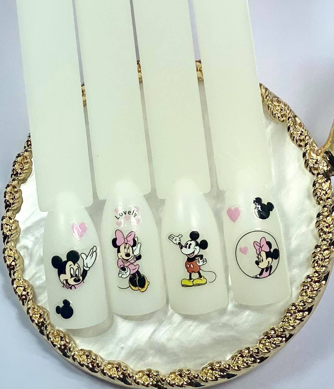 Mickey Mouse & Minnie Mouse Pink Nail Stickers
