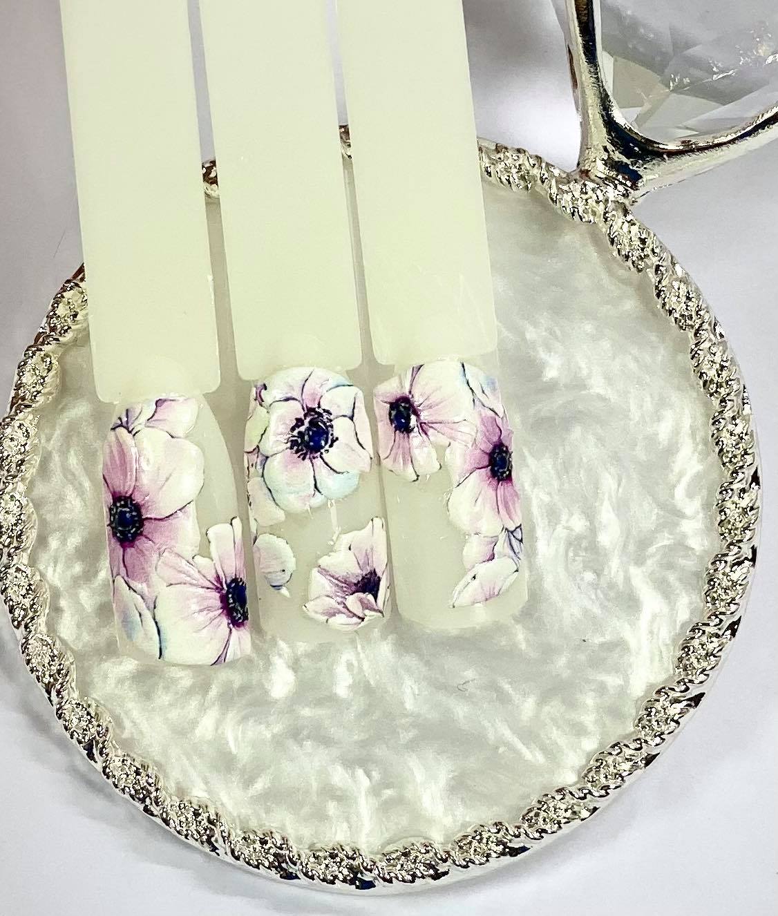 Purple Flowers 5D Nail Stickers