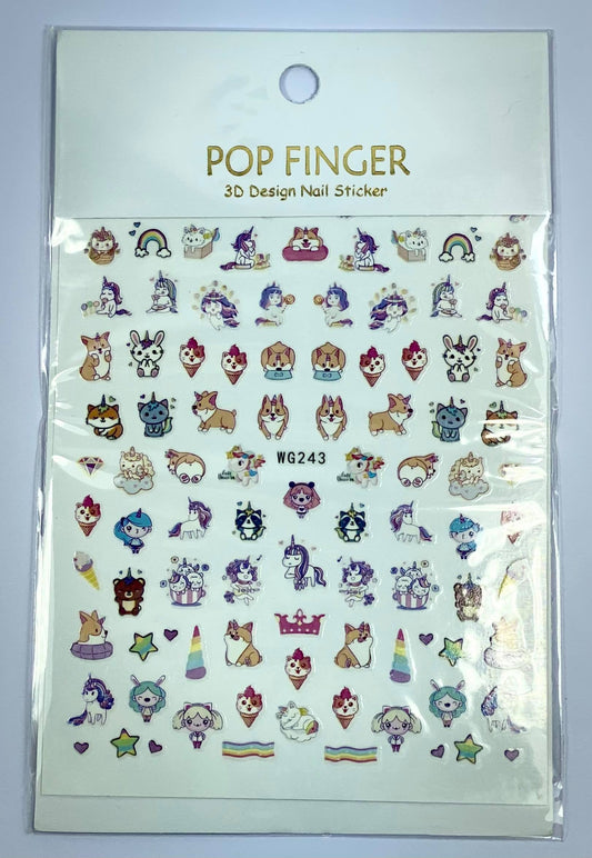 Pets and Rainbows Nail Stickers