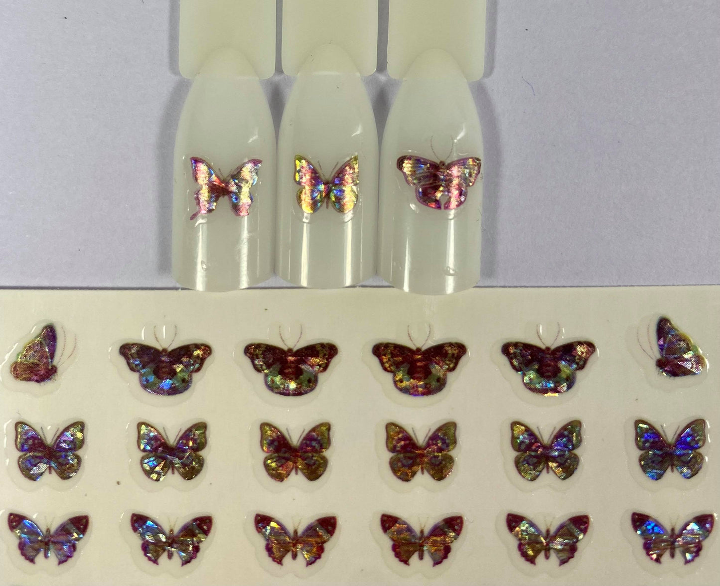 Holographic butterfly nail stickers