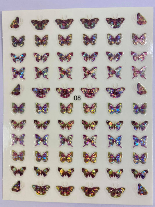 Holographic butterfly nail stickers