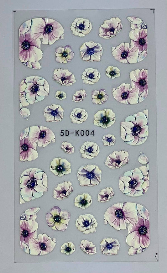 Purple Flowers 5D Nail Stickers
