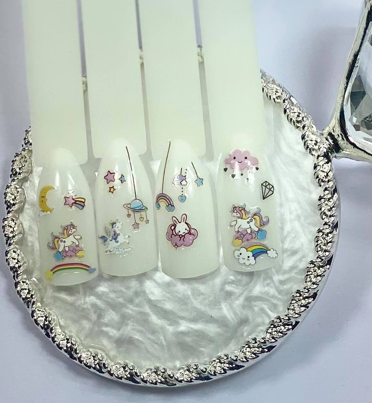 Unicorns and rainbows nail stickers