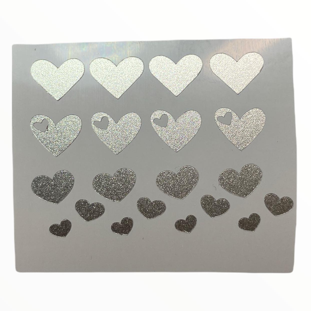 Silver Heart Nail Decals