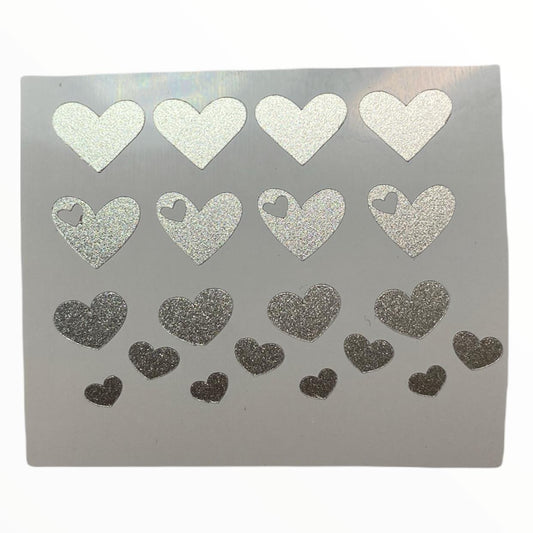 Silver Heart Nail Decals