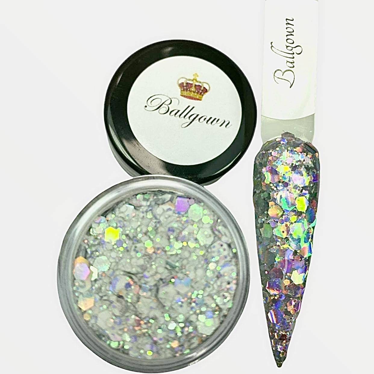 Holographic Silver Chunky Glitter Dip Powder