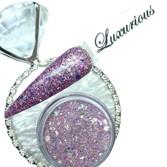 Purple glitter dip powder