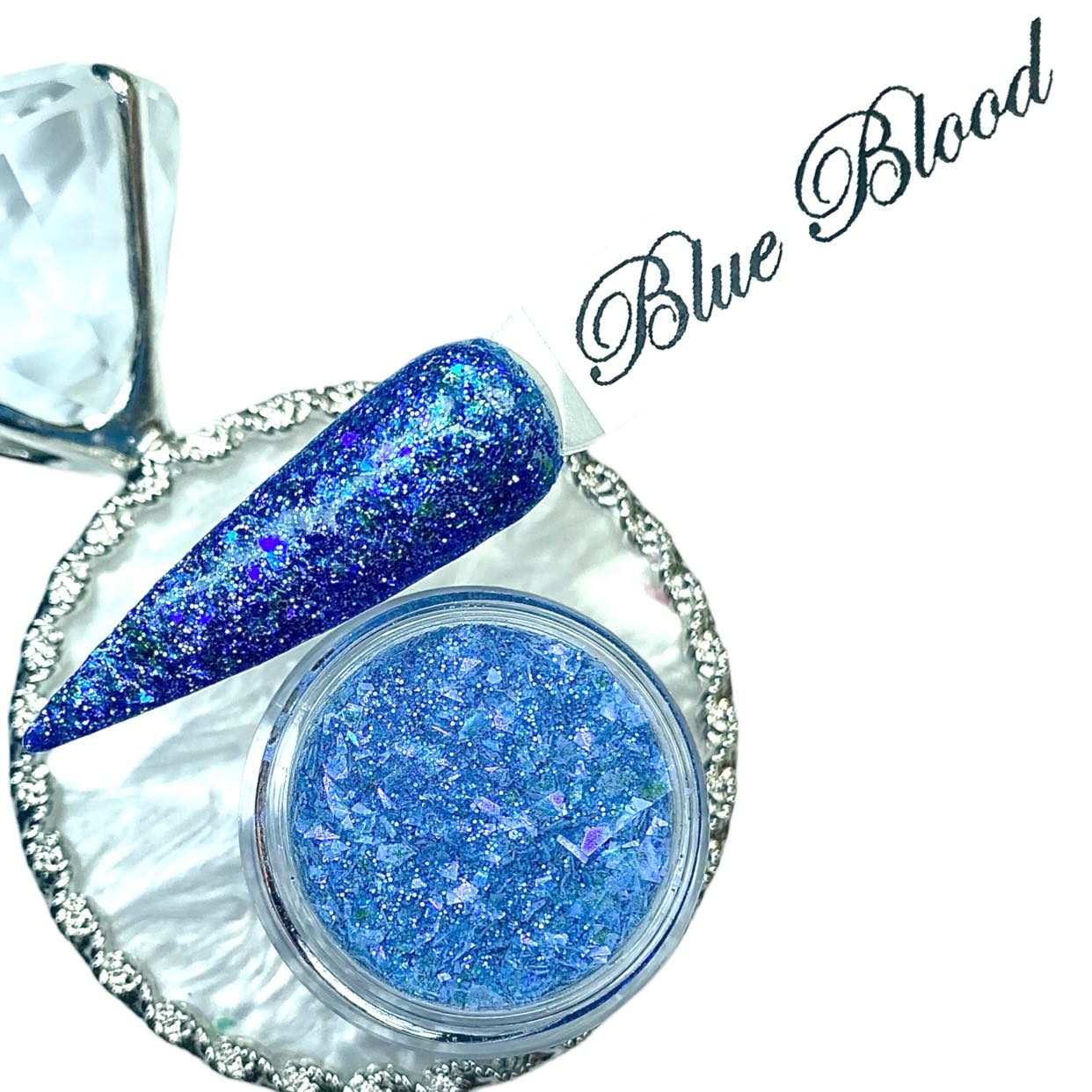 Blue Glitter Dip Powder