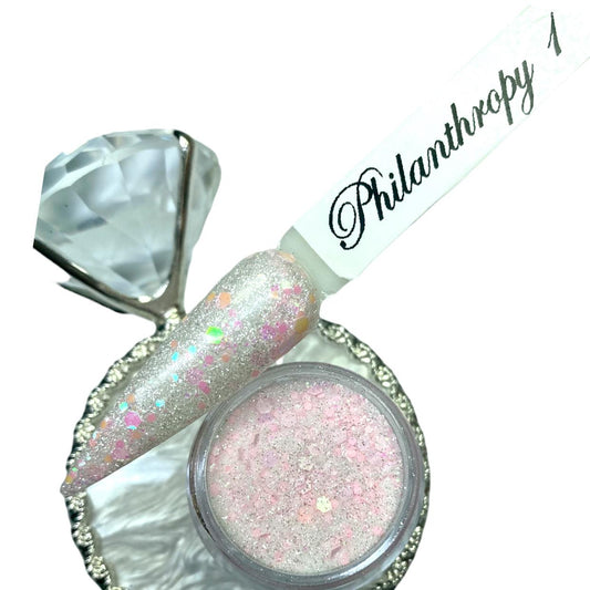 Pink glitter dip powder