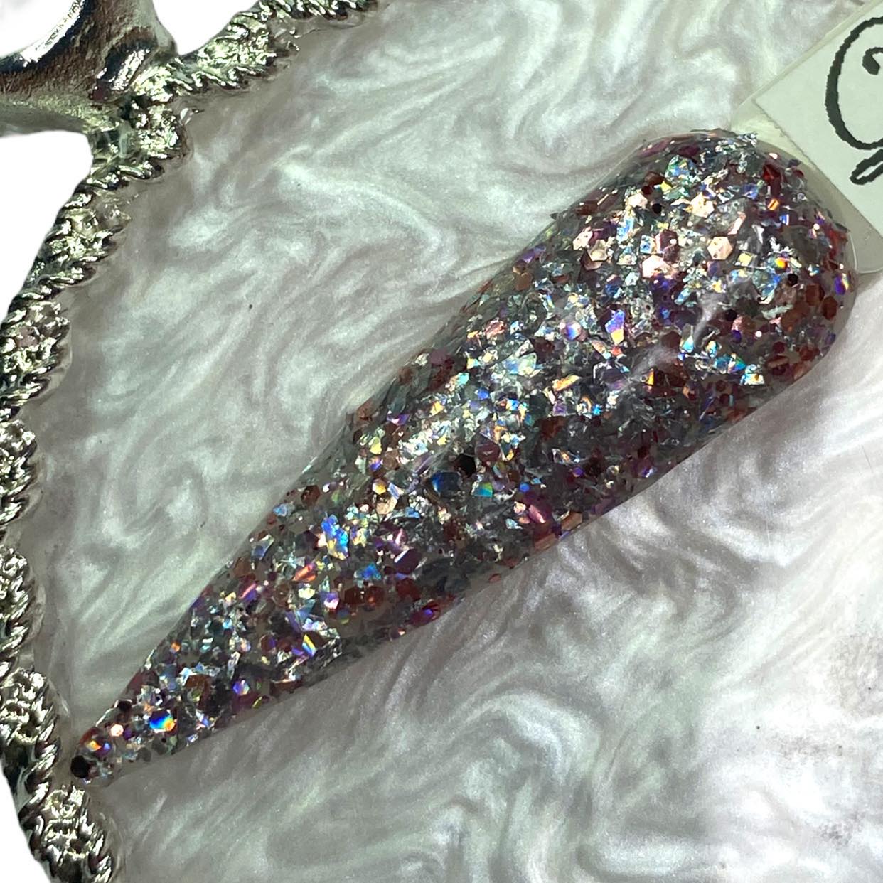 Silver, purple and rose dip powder