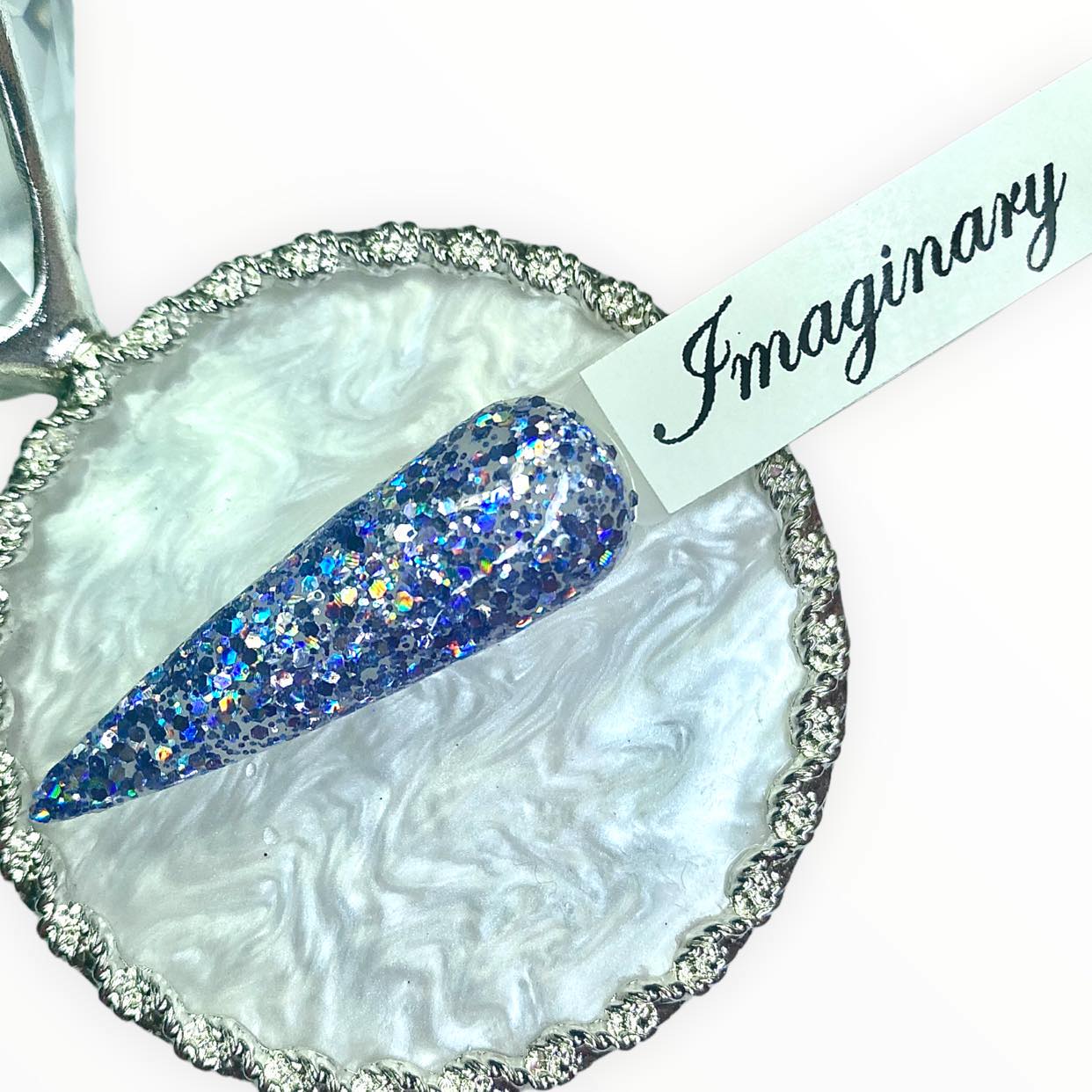 blue holographic dip powder glitter