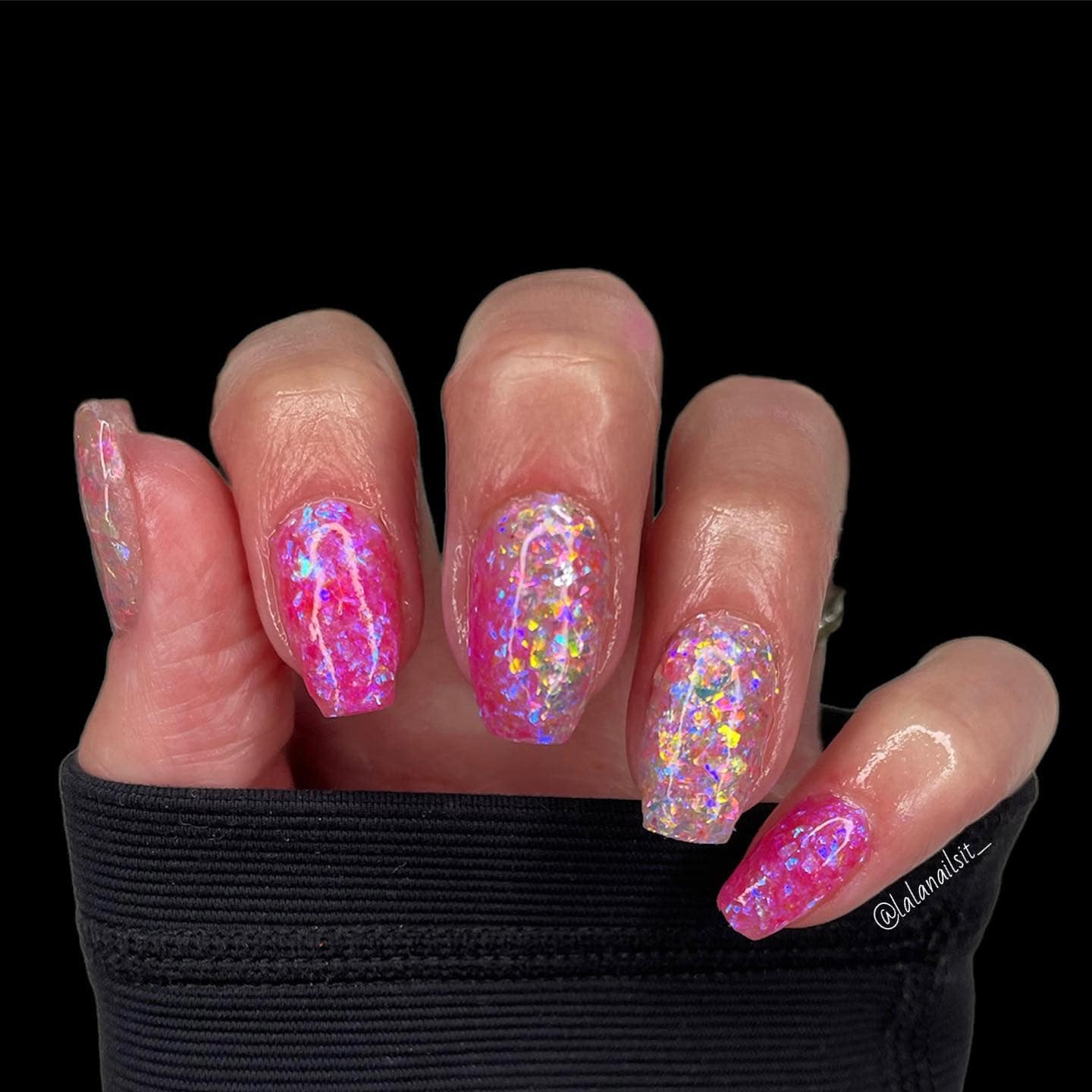 Pink and blue dip powder