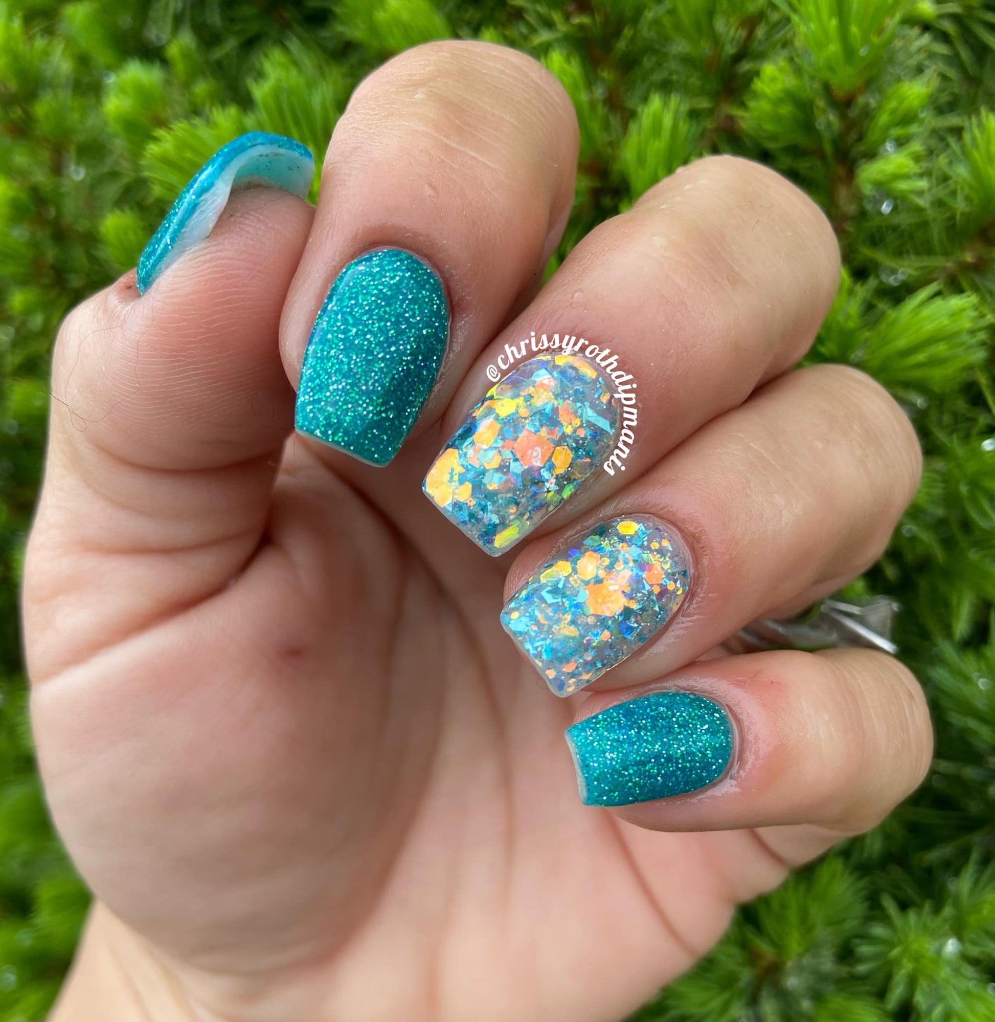 Glitter Teal Dip Powder