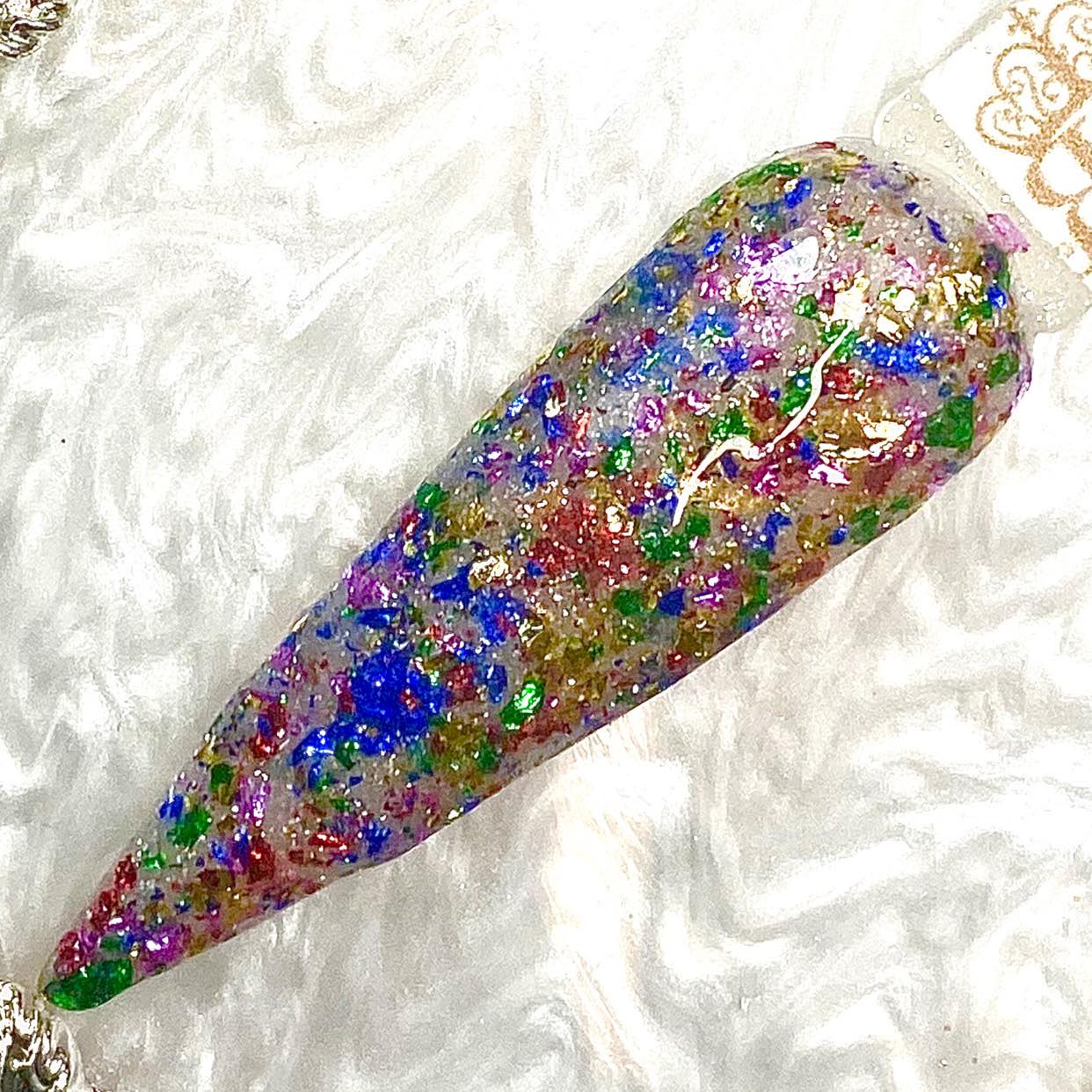 Glow in the Dark with Shimmer and Multicolor Foils Dip Powder