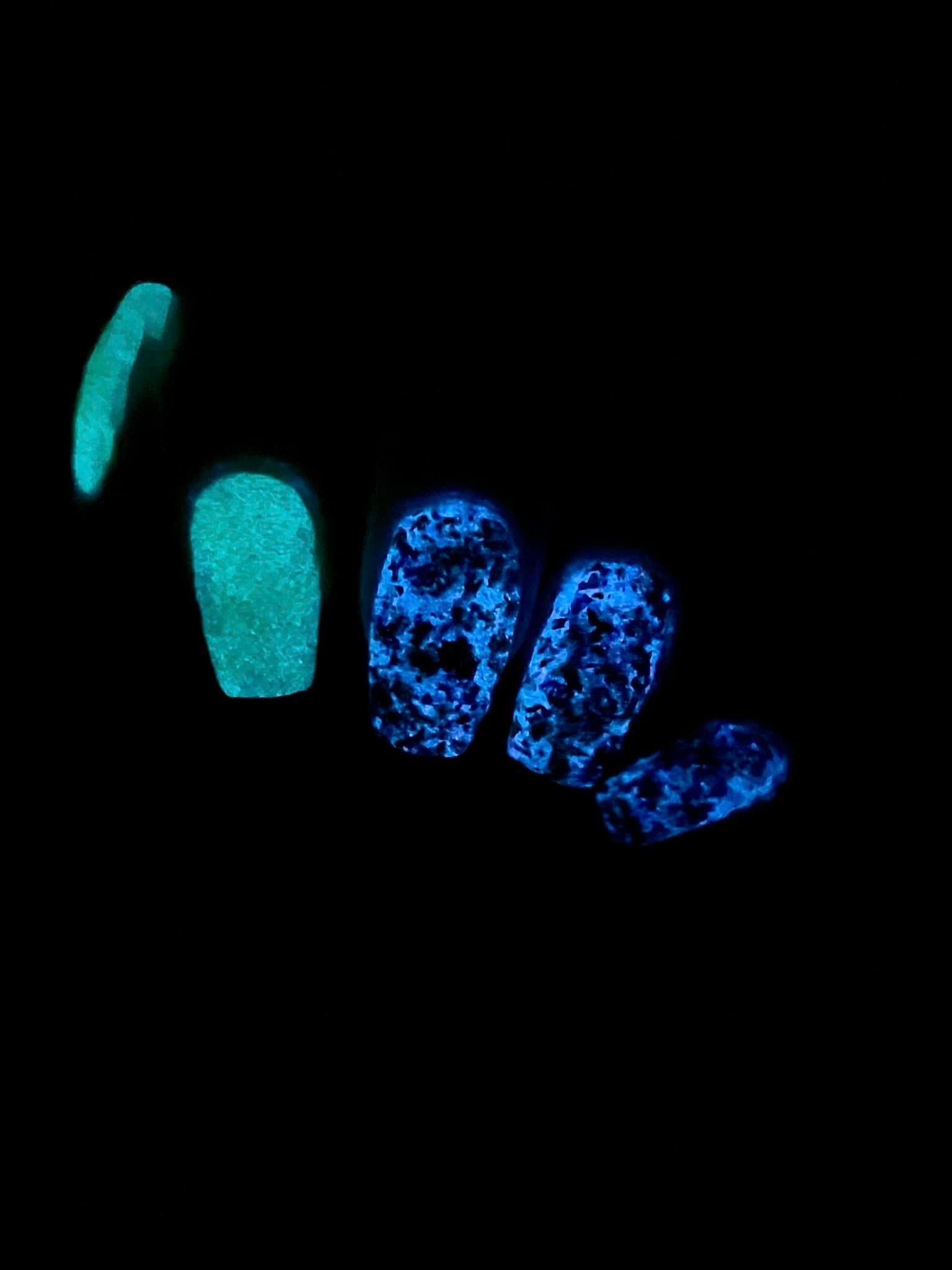 Glow in the Dark with Shimmer and Multicolor Foils Dip Powder