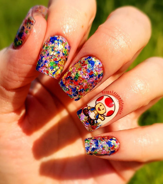 Super Mario Dip Powder Nails