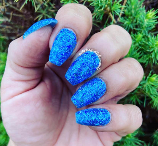 Blue Glitter Dip Powder Manicure