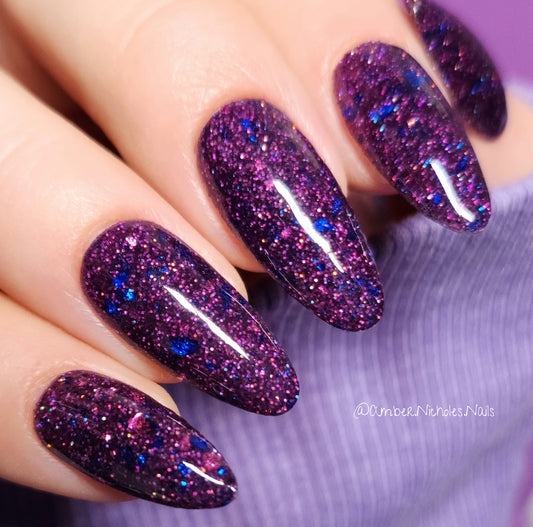 Purple glitter dip powder