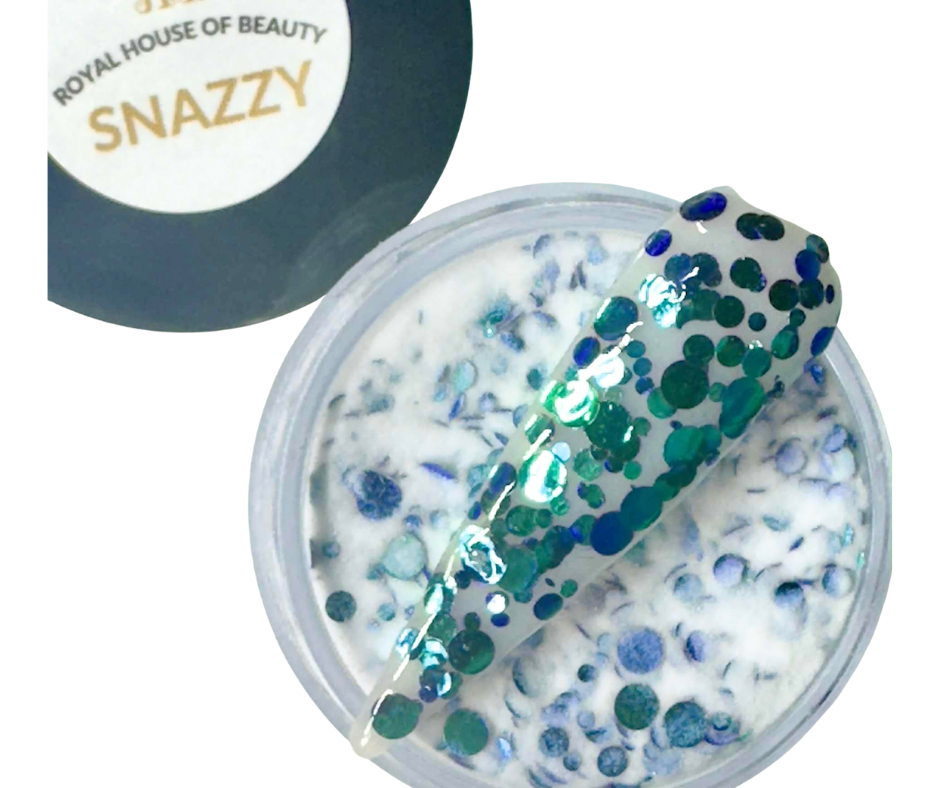 Snazzy Blue/Green Dot Dip Powder