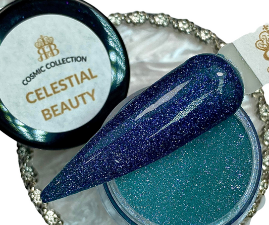 Teal shimmer dip powder