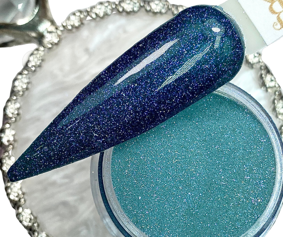 Teal shimmer dip powder
