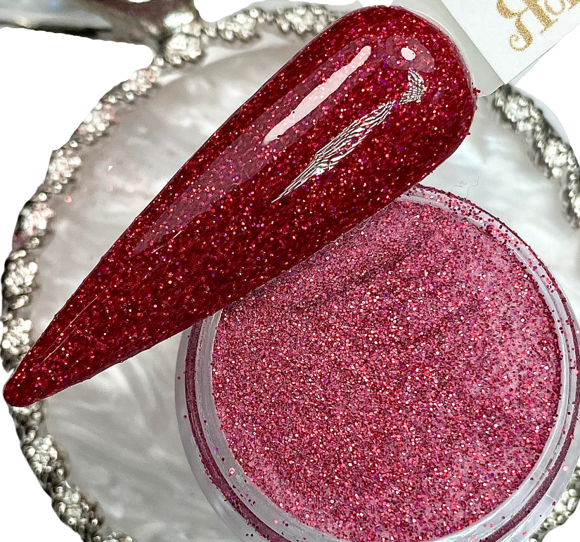 Red glitter dip powder