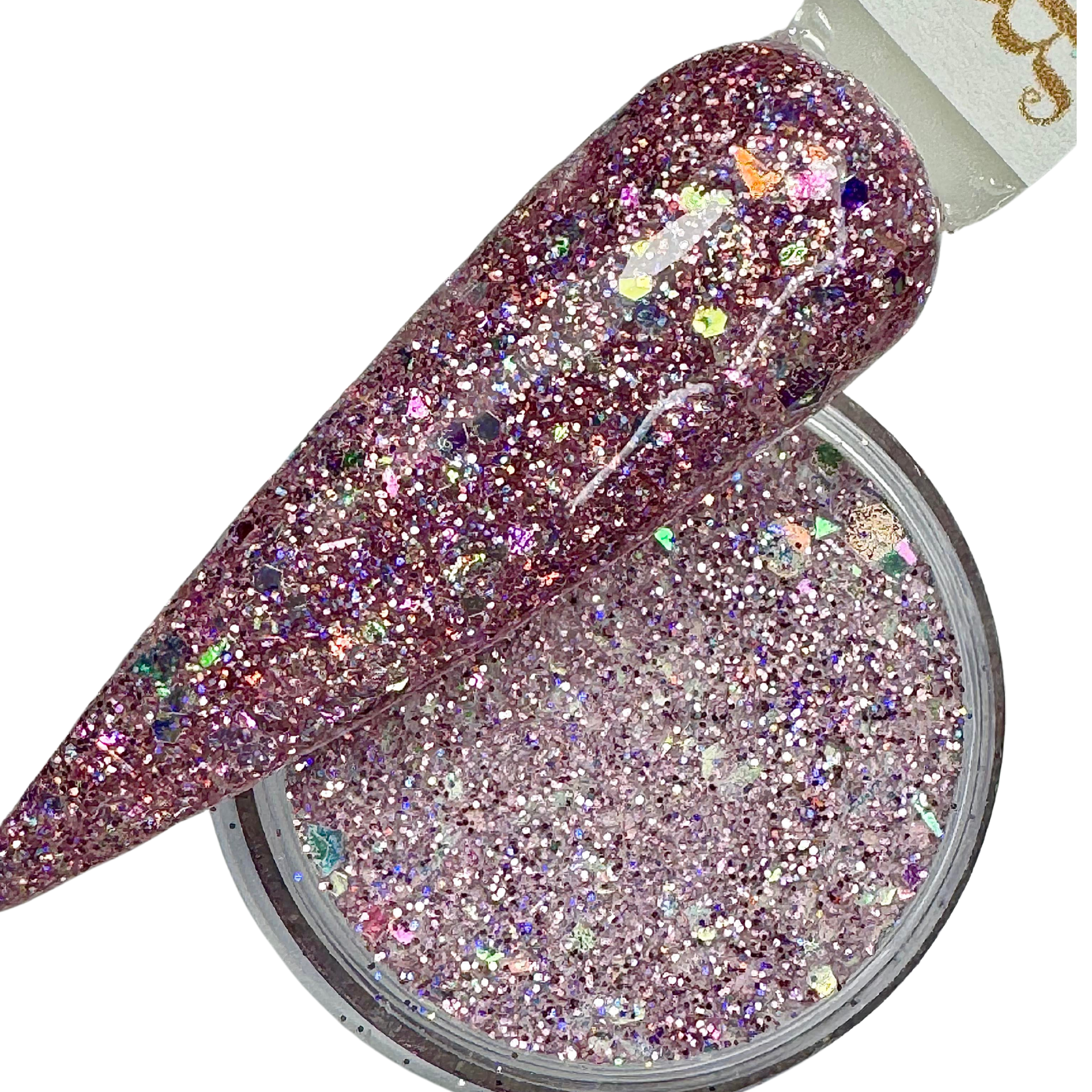 Purple glitter dip powder