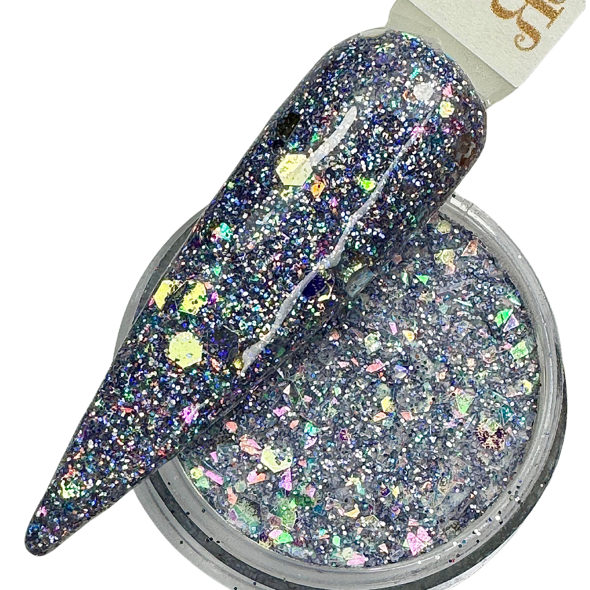 Blue glitter dip powder