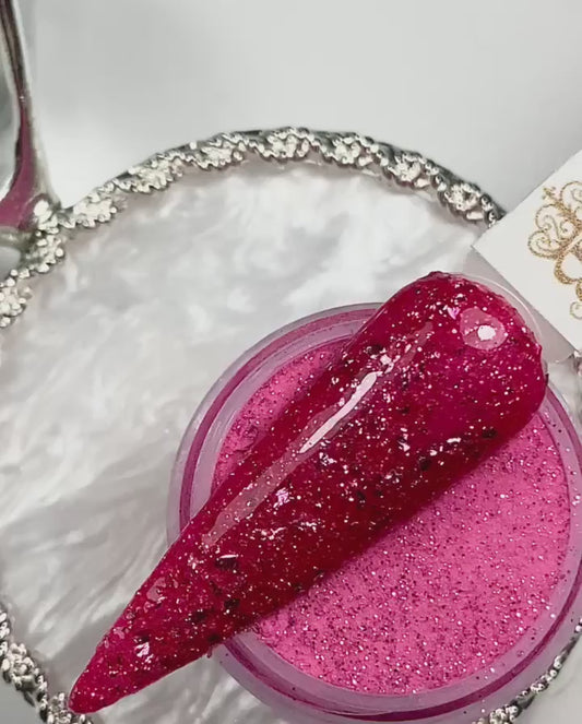 Pink Glitter with Foils Dip Powder