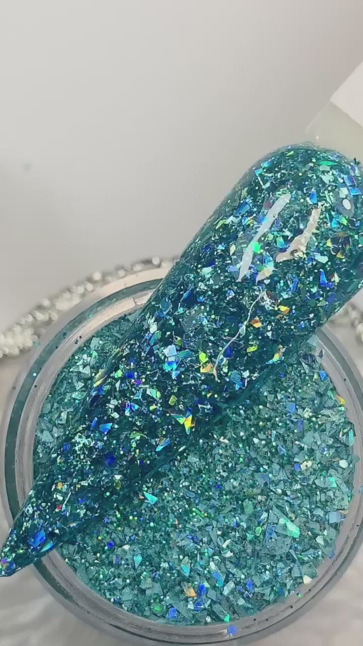 Teal Glitter Dip Powder