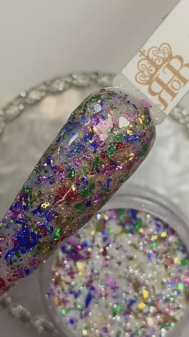 Glow in the Dark with Shimmer and Multicolor Foils Dip Powder