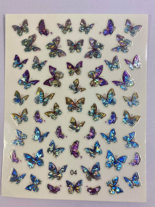 Holographic butterfly nail stickers