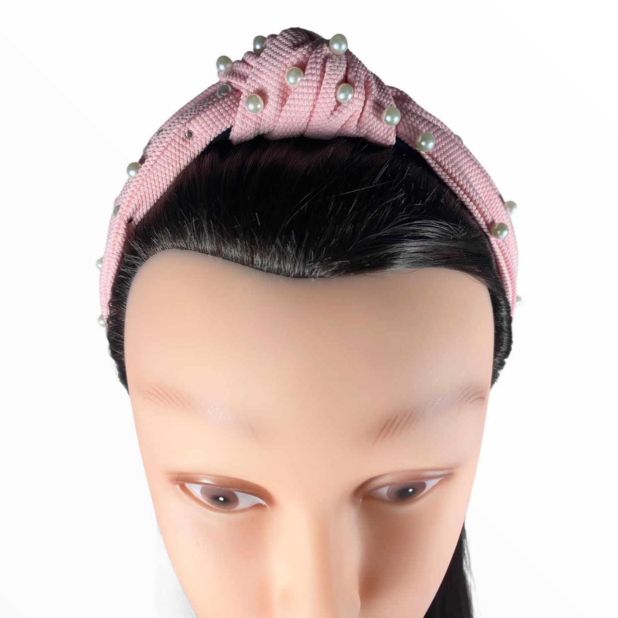 Pink Knotted Headband with Pearls
