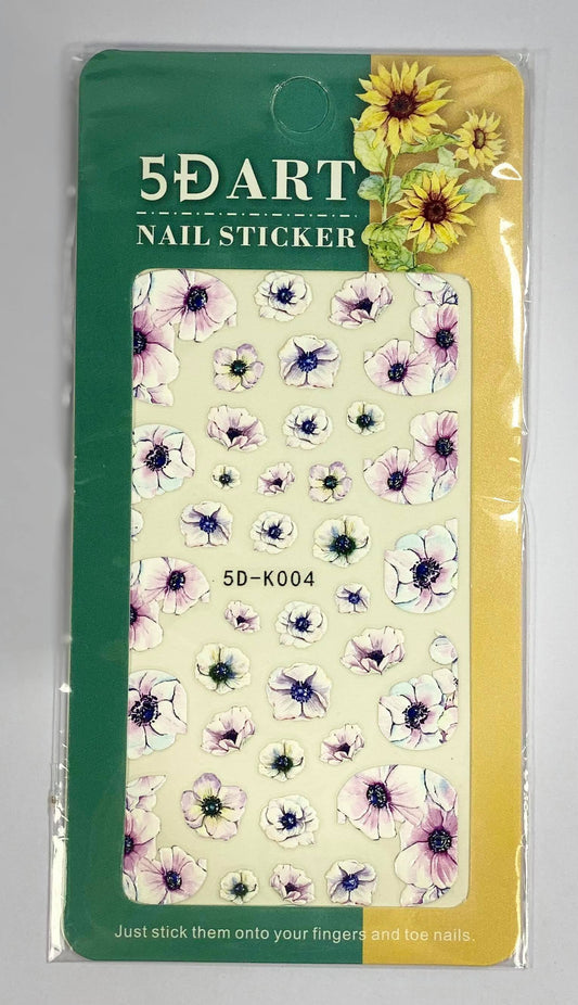 Purple Flowers 5D Nail Stickers