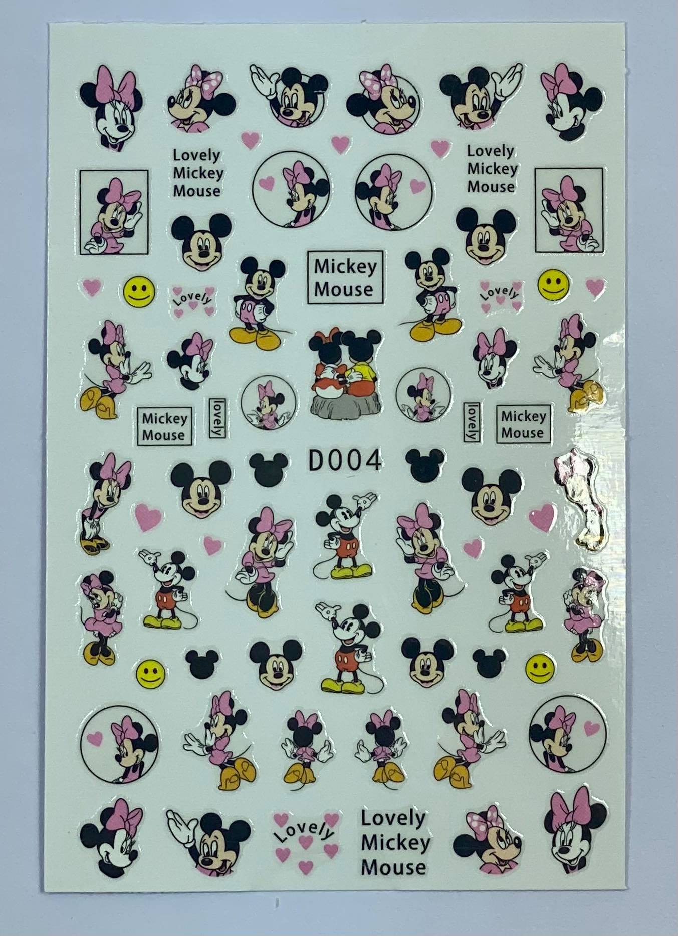 Mickey Mouse & Minnie Mouse Pink Nail Stickers