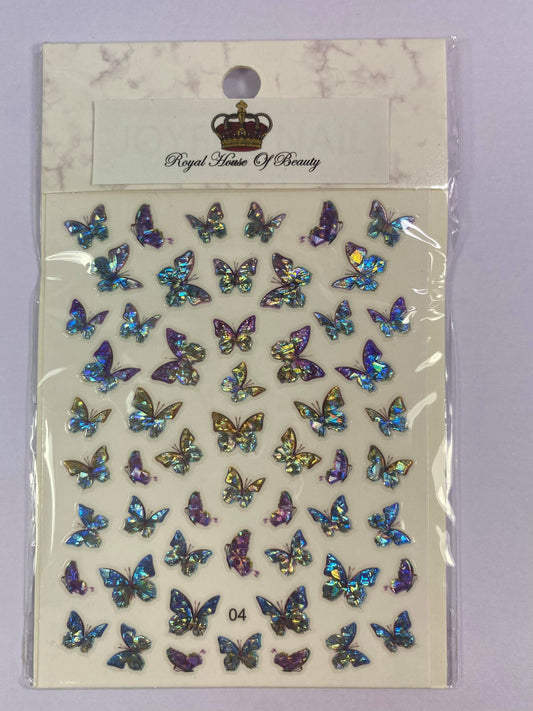 Holographic butterfly nail stickers