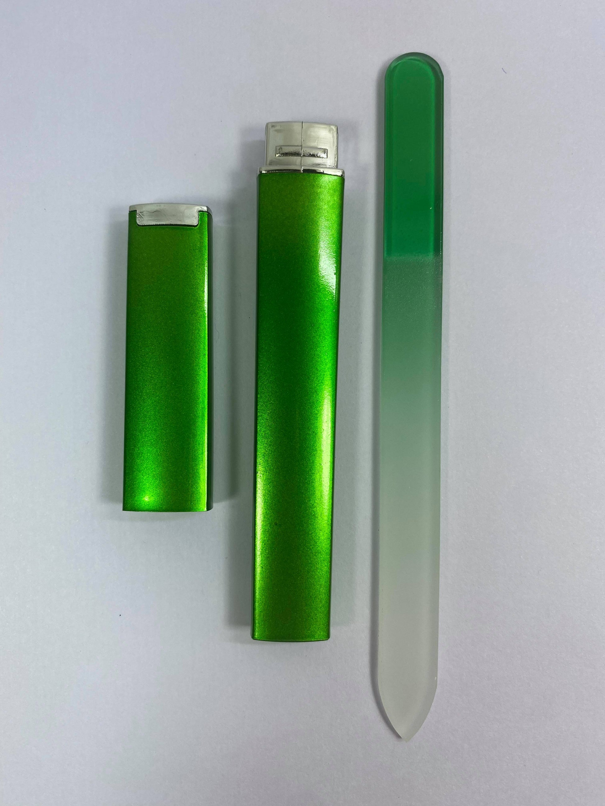 Green Glass Nail File With Protective Case