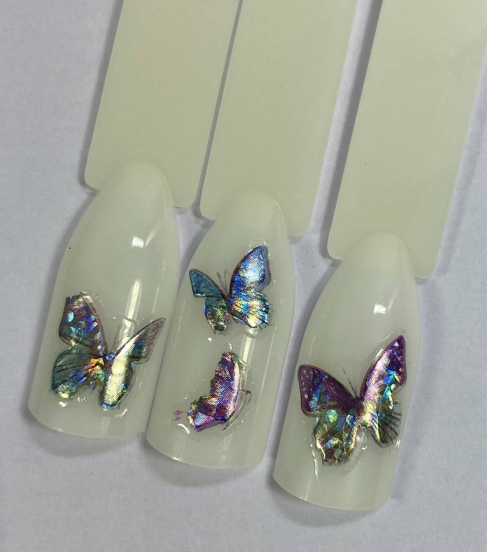 Holographic butterfly nail stickers