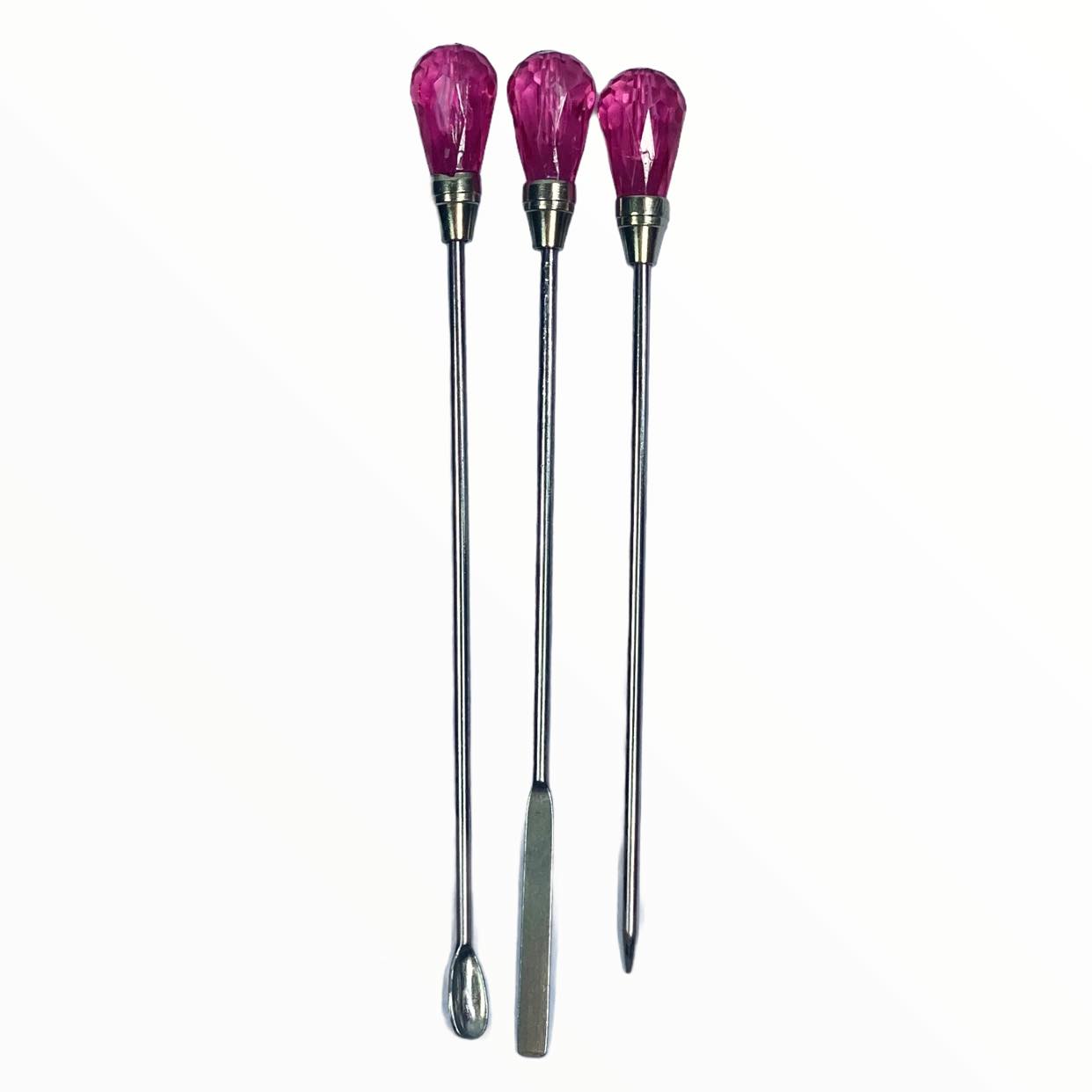 Spoon, Spatula, Needle 3 Piece Nail Tool Set
