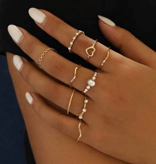 Simple Fashion Stacking Knuckle Ring Set. Silver