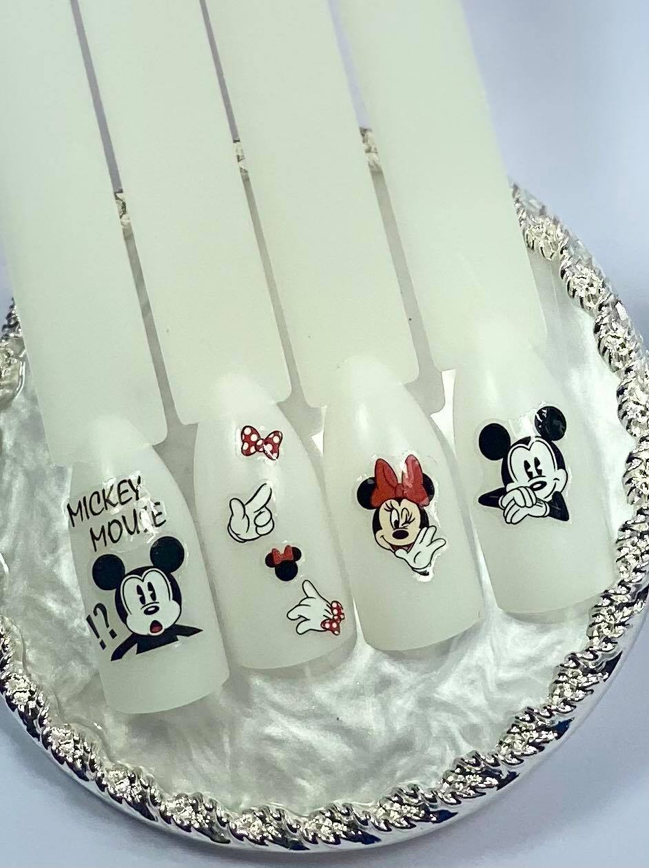 Red Mickey Mouse & Minnie Mouse Nail Stickers
