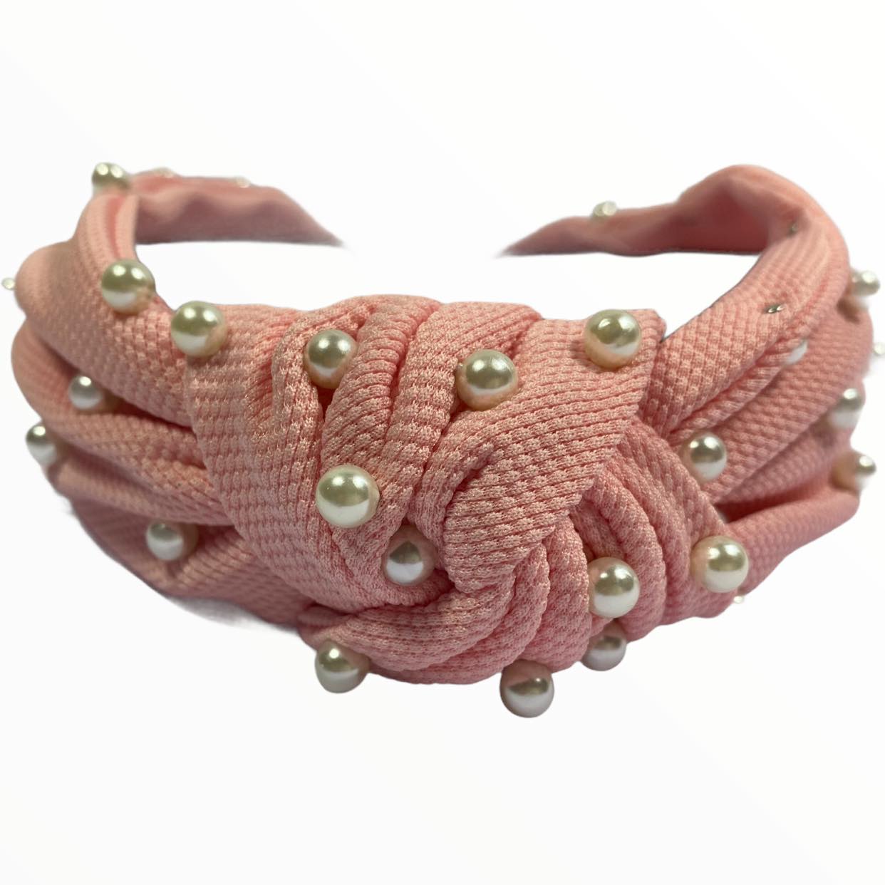 Pink Knotted Headband with Pearls