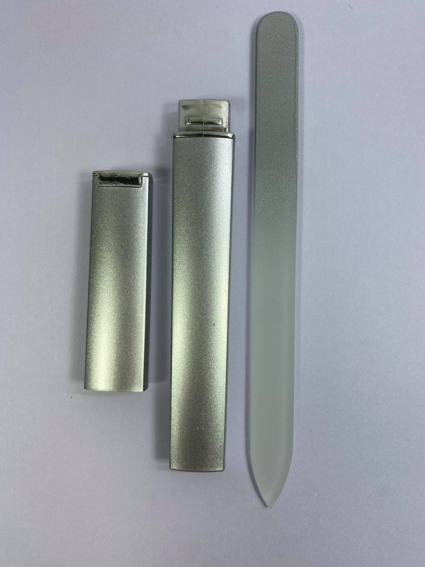 Silver Glass Nail File With Protective Case