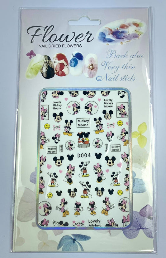 Mickey Mouse & Minnie Mouse Pink Nail Stickers