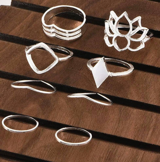 Lotus Fashion Stacking Knuckle Ring Set.