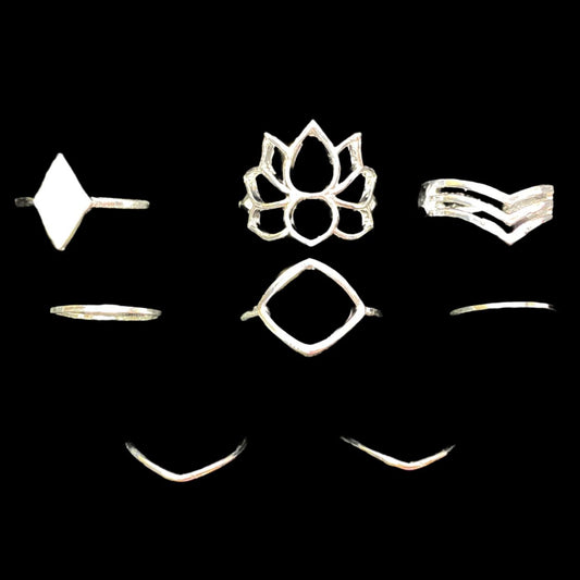 Lotus Fashion Stacking Knuckle Ring Set.