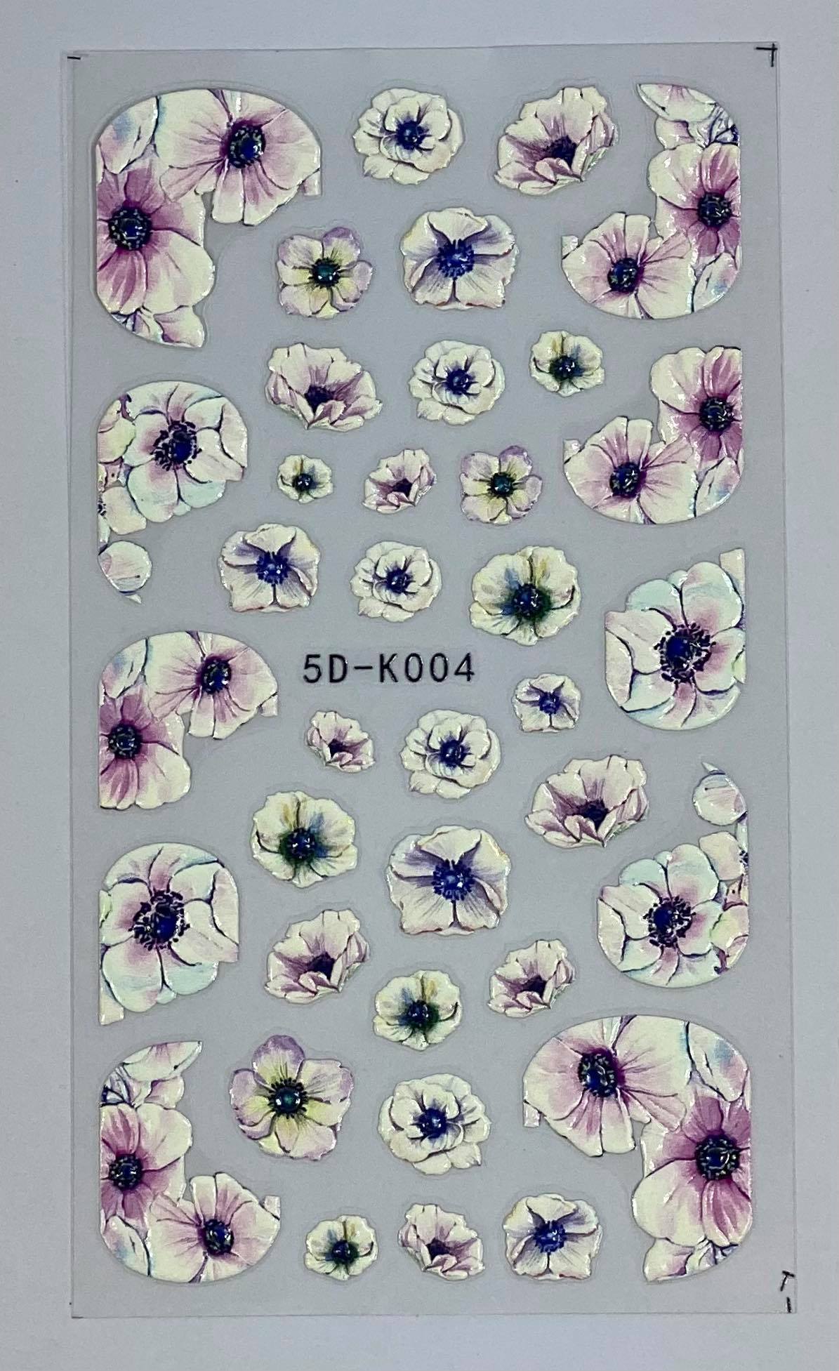 Purple Flowers 5D Nail Stickers