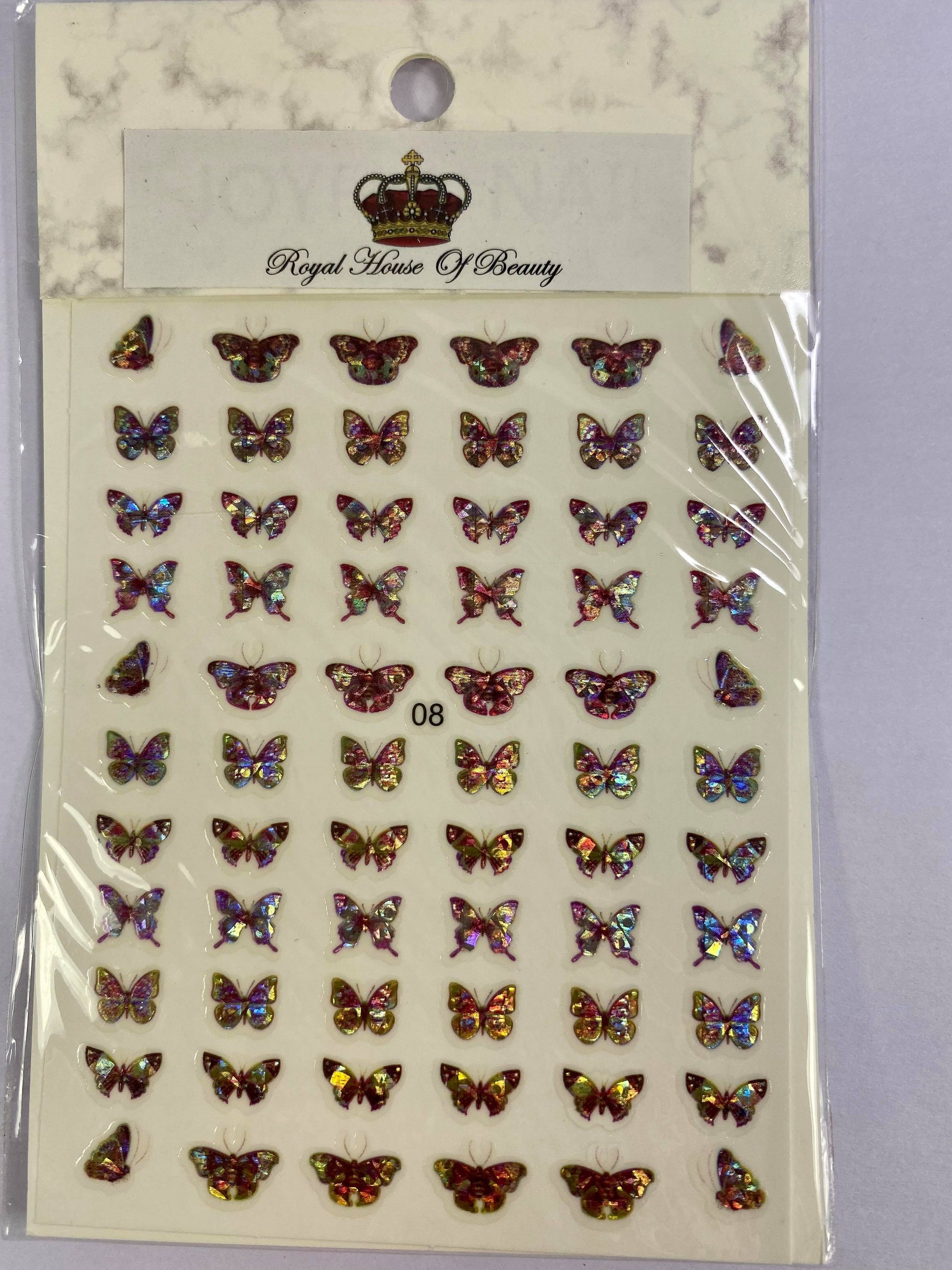 Holographic butterfly nail stickers